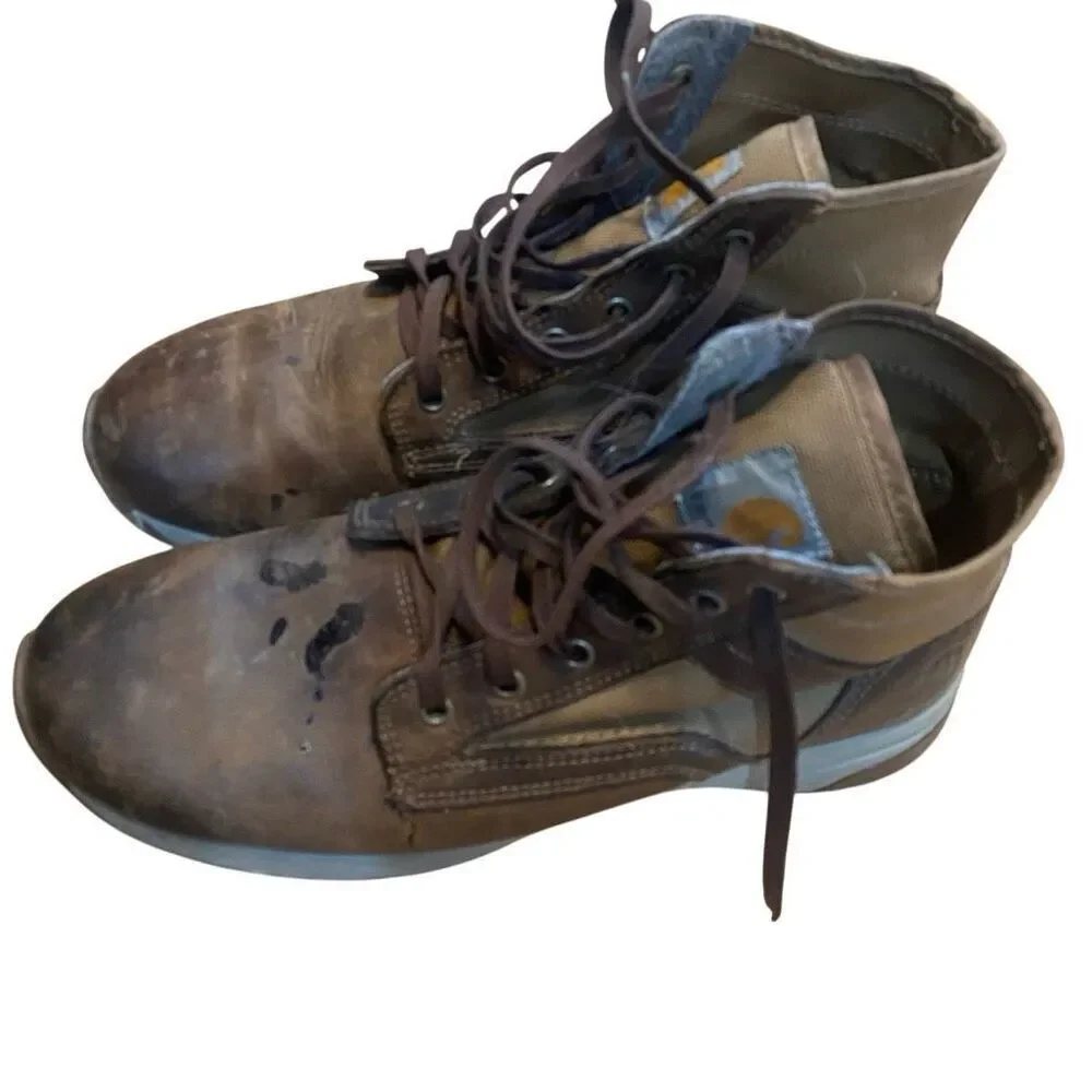 Carhartt men’s leather boots size 10.5 style FA5015-M ASTM f2892-18 EH stains an